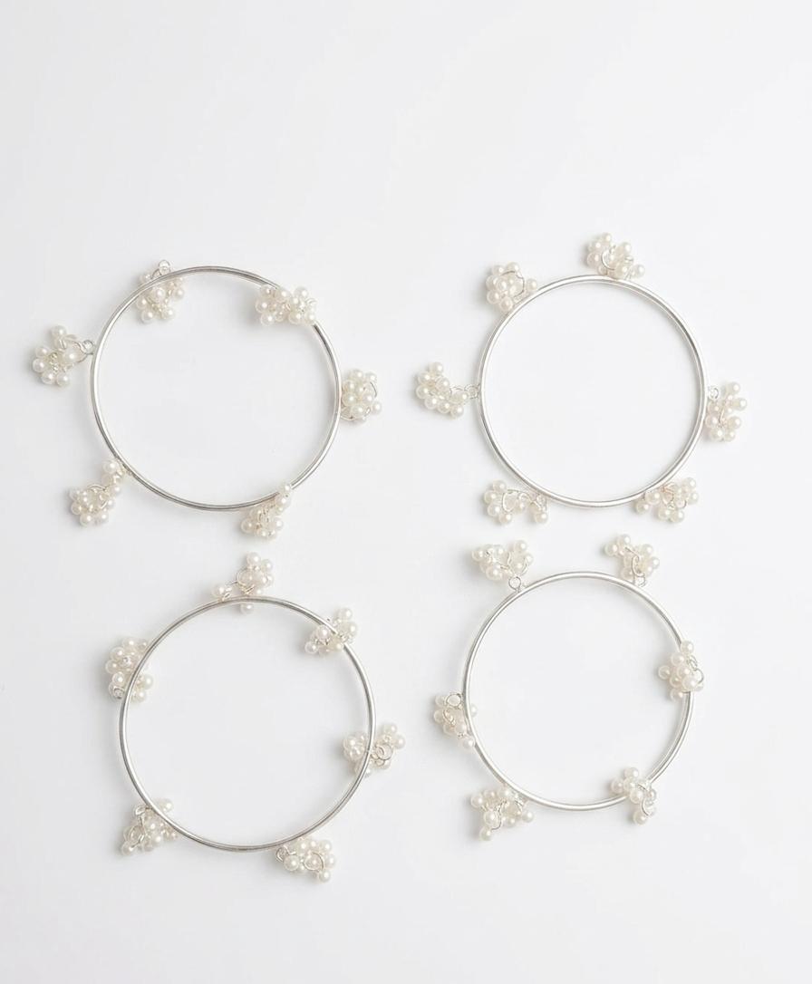 Pearl Blossom Bangle Set