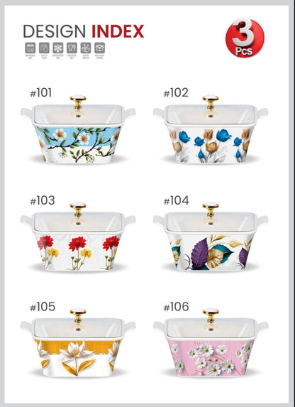 Melamine Donga Set Glass Lid 3pc
